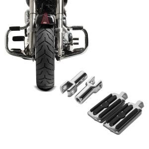 Set: Sturzbügel für Harley Davidson Fat Boy 2000-2017 Craftride Mustache chrom + Sozius Fussrasten Set mit Halter für Harley Fat Boy 00-17 CR1 chrom Craftride_1