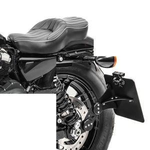 Set: Doppel Sitzbank für Harley Sportster 883 Iron 09-20 VM2 Sitz Craftride + Seitlicher Kennzeichenhalter für Harley Sportster 883 Iron 09-20 Craftride schwarz_1