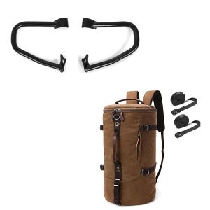 Set: Sturzbügel Indian Scout/ Sixty 15-21 Craftride schwarz + Rucksack für Indian Scout Bobber / Twenty Hecktasche Craftride VG8 inkl. Spanngurte braun_1