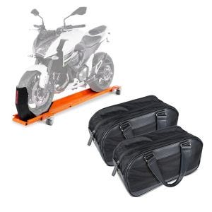 Set: Rangierschiene Honda Gold Wing 1800 / 1500 / F6B ConStands Smart-Mover mit Wippe orange + Koffer Innentaschen für Honda Goldwing 1800 18-21 Craftride Seitenkoffer Taschen_1