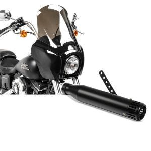 Set: Frontverkleidung für Harley Dyna Street Bob 06-17 Craftride MG5 mit Scheibe schwarz-rauchgrau + Craftride Endschalldämpfer Harley Dyna Street Bob Auspuff Straight schwarz_1
