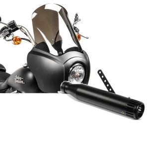 Set: Frontverkleidung für Harley Dyna Street Bob 06-17 Craftride MG5 mit Scheibe schwarz-matt rauchgrau + Craftride Endschalldämpfer Harley Dyna Street Bob Auspuff Straight schwarz_1
