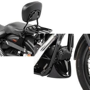 Set: Sissybar Harley Dyna Modelle 2006-2017 Craftride Fast Driver-M Flex inkl. Gepäckträger schwarz + Bugspoiler für Harley Dyna Super Glide Custom 06-15 Craftride_1