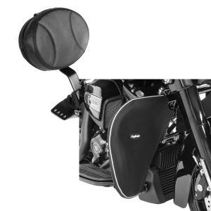 Set: Fahrer Rückenlehne Round für Harley Street Glide 06-21 Craftride + Sturzbügel Spritzschutz für Harley Street Glide 06-21 Beinwärmer Craftride_1