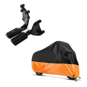 Set: Sozius Fussrasten Set +kit für Harley Sportster Forty-Eight 48 Special 18-20 BL1 Craftride + Abdeckplane Harley Sportster Forty-Eight 48 / Special Craftride XL in schwarz-orange_1