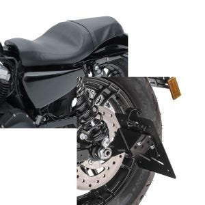 Set: Doppel Sitzbank für Harley Davidson Sportster Forty-Eight 48 10-20 BL Sitz Craftride + Kennzeichenhalter seitlich S für Harley Sportster Forty-Eight 48 10-20 schwarz Craftride_1
