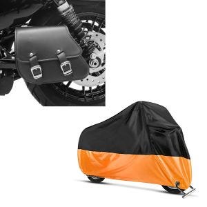 Set: Schwingentasche + Halter für Harley Sportster 1200 Iron 18-20 Craftride + Abdeckplane Harley Sportster 1200 Custom / Nightster / Iron Craftride XL in schwarz-orange_1