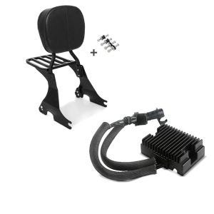 Set: Sissybar für Harley Davidson Sportster 1200 Nightster 08-12 Craftride inkl. Gepäckträger und Docking Kit schwarz + Spannungsregler für Harley-Davidson Sportster 09-13 Gleichrichter Laderegler Craftride_1