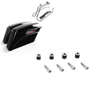 Set: Set mit Seitenkoffer und Kofferträger CR für Harley Fat Boy 90-17 LB Craftride + Anbausatz Docking Hardware Kit für Harley Davidson Fat Boy 03-17 Craftride_1