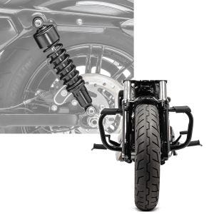Set: Stoßdämpfer 11,9 Zoll Harley Davidson Sportster 1200 Nightster 08-12 Craftride schwarz + Sturzbügel für Harley Davidson Sportster 1200 Nightster (XL 1200 N) 08-12 Craftride Mustache schwarz_1