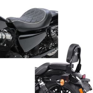 Set: Solo Sitz für Harley Sportster Forty-Eight 48 10-20 Craftride SR4 Sitzbank + Sissy Bar CSS Fix für Harley Davidson Sportster Forty-Eight 48 10-20 schwarz Craftride_1