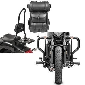 Set: Sissybar XL3 + Hecktasche LX für Kawasaki Vulcan S / Café 15-20 mit Gepäckträger Craftride + Sturzbügel für Kawasaki Vulcan S / Cafe 15-21 Motor Schutzbügel Craftride_1