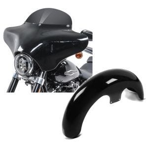 Set: Batwing Verkleidung BD8 für Harley Davidson Road King / Classic Craftride + Front-Fender 21" Wrap für Harley Road King/ Classic schwarz Craftride_1
