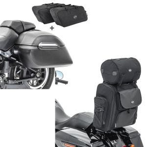 Set: Set Seitenkoffer + Innentaschen für Harley Fat Boy/ 114 Craftride K3 + Sissybar Tasche für Harley Fat Boy / 114 Hecktasche Craftride SXL mit Gepäckrolle_1