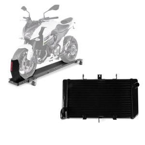 Set: Rangierschiene Kawasaki Z 800 / e / Z 650 ConStands Smart-Mover mit Wippe grau + Wasserkühler für Kawasaki Z 800 13-16 Radiator Kühler_1