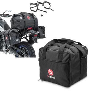 Set: Satteltaschen Set WP8 für BMW R 1200 GS 04-12 mit Hecktasche und Kofferträger Bagtecs + Innentasche Aluminium Topcase für BMW R 1250 GS / 1200 GS /Adventure 04-21 Alukoffer Bagtecs MT1_1