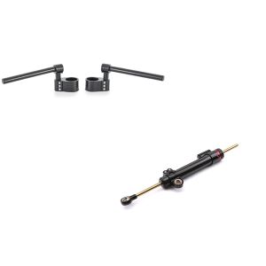 Set: Stummellenker Vario für Yamaha YZF-R1 / YZF-R6 / YZF-R6 S Zaddox 50mm Alu sw + Lenkungsdämpfer für Yamaha YZF-R6 / YZF-R1 Stabilisator Zaddox LD2_1
