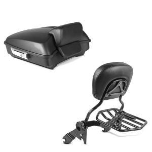Set: Topcase für Harley Street Glide 14-21 Craftride Razor GB4 schwarz-matt + Sissybar Harley Street Glide (FLHX) 09-21 Craftride Fast Driver-L Flex inkl. Gepäckträger schwarz_1