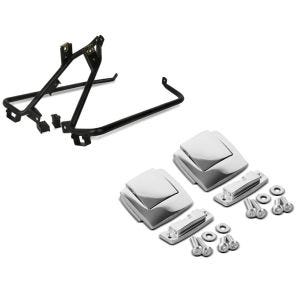 Set: Satteltaschenträger-Kit für Harley-Davidson Touring Modelle 09-13 schwarz Craftride + Topcase Verschluss Set für Harley CVO Ultra Classic 11-13 Scharnier Craftride chrom_1