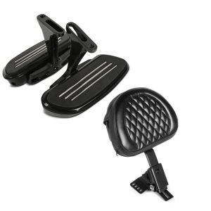 Set: Beifahrer Trittbretter + Halter CF2B für Harley Street Glide 06-21 Craftride + Fahrer Rückenlehne Diamond für Harley Street Glide 06-21 schwarz Craftride_1
