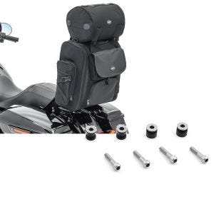 Set: Sissybar Tasche für Harley Softail Deluxe Hecktasche Craftride SXL mit Gepäckrolle + Anbausatz Docking Hardware Kit für Harley Davidson Softail Deluxe 05-17 Craftride_1