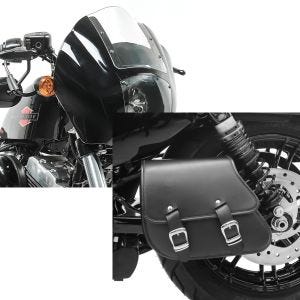 Set: Lampenmaske für Harley Sportster 1200 Custom / Iron Lichtmaske Craftride Q1 klar + Schwingentasche + Halter für Harley Sportster 1200 Iron 18-20 Craftride_1