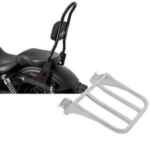 Set: Sissybar Harley Davidson Dyna Super Glide Custom 06-15 Craftride Fast Rider-L schwarz + Gepäckträger für Harley Dyna Super Glide Custom 06-15 chrom Craftride_1