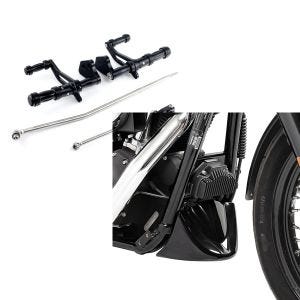 Set: Vorverlegte Fußrastenanlage für Harley Davidson Dyna 00-13 Craftride schwarz + Bugspoiler für Harley Dyna Super Glide Custom 06-15 Craftride_1