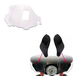 Set: Seitlicher Windabweiser für Harley-Davidson Touring 96-13 schwarz Craftride + Windschild Wave 8" für Harley Electra Glide Classic 96-12 klar Craftride_1