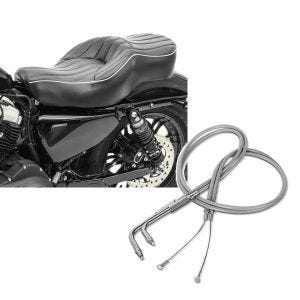 Set: Doppel Sitzbank für Harley Sportster 1200 Custom 04-20 VM2 Sitz Craftride + Gaszug für Harley Sportster 1200 Custom 02-14 Edelstahl Ummantelung Craftride_1