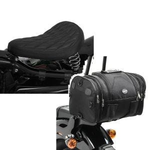 Set: Solo Federsattel für Harley Davidson Sportster 883 BR11 Craftride + Hecktasche für Harley Sportster 883 / Custom Gepäckrolle Craftride RB1 24-30Ltr_1