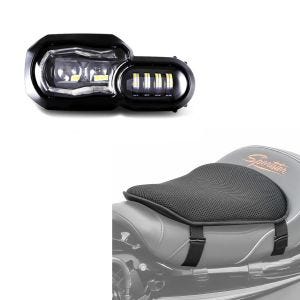 Set: LED Scheinwerfer für BMW F 800 GS / Adventure 08-18 Hauptscheinwerfer mit ECE Lumitecs QL2 + Gel Sitzkissen BMW F 800 GS / Adventure Komfortkissen M Tourtecs schwarz_1