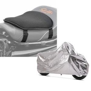 Set: Gel Sitzkissen Honda NC 750 / 700 S / X Komfortkissen M Tourtecs schwarz + Motorrad Abdeckplane für Honda NC 750 / 700 / X / S Aluminium Tourtecs Alu XL_1