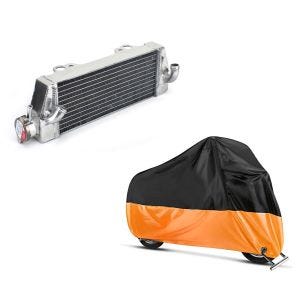 Set: Kühler Radiator links für KTM SX 125 98-06 + Abdeckplane KTM 1190 RC8 / R - 125 Duke / EXC / SX / XC-W Craftride XL in schwarz-orange_1