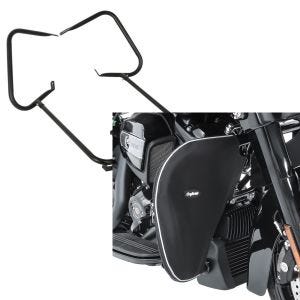 Set: Kofferträger für Harley Street Glide 06-08 Schutzbügel schwarz Craftride + Sturzbügel Spritzschutz für Harley Street Glide 06-21 Beinwärmer Craftride_1