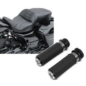 Set: Sitzbank für Harley Electra Glide Ultra Classic 14-20 Craftride TG3 in schwarz + Lenker-Griffe 1" Zoll Craftride HG2 CNC Alu für Harley-Davidson Electra Glide Ultra Classic 08-20 Elektronischer Gasgriff_1
