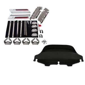 Set: Scharnier Set Harley Davidson Electra Glide Ultra Classic 94-13 für Seitenkoffer & Satteltaschen Craftride + Windschild Wave 8" für Harley-Davidson Electra-Street Glide 96-13 schwarz Craftride_1