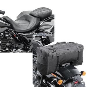 Set: Sitzbank für Harley Road King Classic 09-19 Komfortsitzbank Craftride CV schwarz + Hecktasche für Harley Road King / Classic SQ1 Craftride 52l schwarz_1