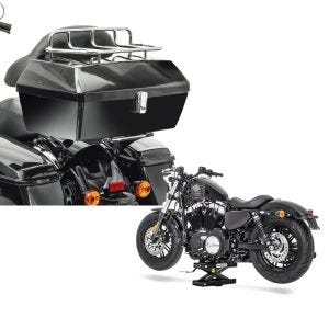 Set: Topcase für Honda Shadow VT 125 C Craftride Missouri 43Ltr abschließbar + Hebebühne für Honda Shadow VT 750 / 600 / 125 C Scherenheber ConStands Mini-Lift schwarz_1
