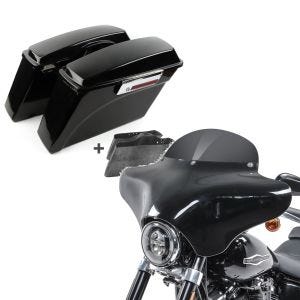Set: Seitenkoffer für Harley Road King Classic 98-13 mit Innenverkleidung BC Craftride + Batwing Verkleidung BD8 für Harley Davidson Road King / Classic Craftride_1