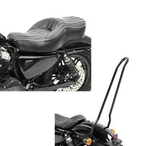 Set: Doppel Sitzbank für Harley Sportster 1200 Custom 04-20 VM2 Sitz Craftride + Sissybar für Harley Sportster 1200 Custom 04-20 Craftride Tampa XL schwarz_1