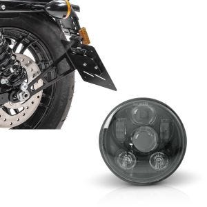 Sett: Sideskiltholder L egnet for Harley Davidson Sportster 883 Iron 19-20 sort Craftride + LED hovedlykt 5,75 tommer passer til Harley Davidson Sportster 883 Iron 09-20 svart fra Craftride
