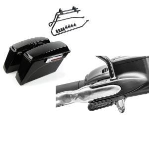 Set: Seitenkoffer für Harley Davidson Fat Boy 90-17 Craftride inkl. Kofferträger schwarz + LED Lenkerblinker für Harley Davidson Breakout / Fat Boy / 114 Lumitecs Blinker M2 getönt_1