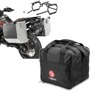 Set: Alu Koffer Set 34-40L für BMW R 1200 GS / Adventure 13-18 mit Kofferträger Bagtecs Atlas + Innentasche Aluminium Topcase für BMW R 1250 GS / 1200 GS /Adventure 04-21 Alukoffer Bagtecs MT1_1