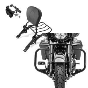 Set: Sissy Bar + Gepäckträger + Docking-Kit für Harley Street Glide 09-13 schwarz Craftride + Sturzbügel für Harley Davidson Street Glide 09-21 Craftride TR2 schwarz_1