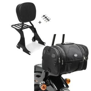 Set: Sissybar für Harley Davidson Sportster 883 Iron 09-20 Craftride inkl. Gepäckträger und Docking Kit schwarz + Hecktasche für Harley Sportster 883 Iron / Low Gepäckrolle Craftride RB1 24-30Ltr_1
