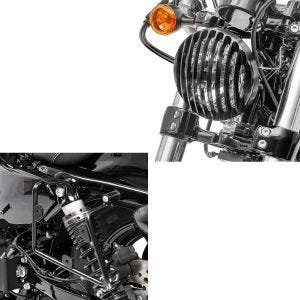 Set: Satteltaschenhalter für Harley Sportster Forty-Eight 48 16-20 links Craftride + Scheinwerfer Grill Harley Sportster Forty-Eight 48 10-20 schwarz von Craftride_1
