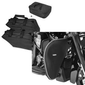 Set: Innentaschen Set B2 für Harley Street Glide 06-21 Craftride Seitenkoffer / Topcase + Sturzbügel Spritzschutz für Harley Street Glide 06-21 Beinwärmer Craftride_1