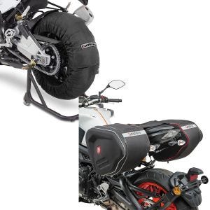 Set: Reifenwärmer Set für Yamaha YZF-R6 YZF-R1 ConStands Laguna Seca 60-80°C schwarz + Seitentaschen RF1 für Yamaha YZF-R6 / YZF-R3 / YZF-R1_1