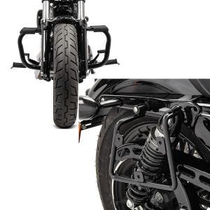 Set: Sturzbügel für Harley Davidson Sportster Forty-Eight 48 (XL 1200 X) 10-20 Craftride Mustache schwarz + Satteltaschenhalter für Harley Sportster Forty-Eight 48 16-20 rechts Craftride_1